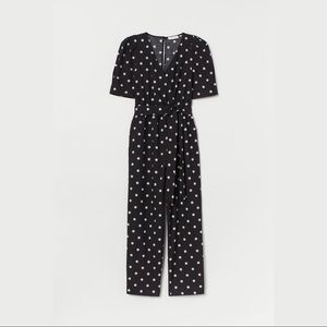 Polka Dot Wrap Over Jumpsuit